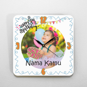 Template Jam Dinding Tema Ulang Tahun